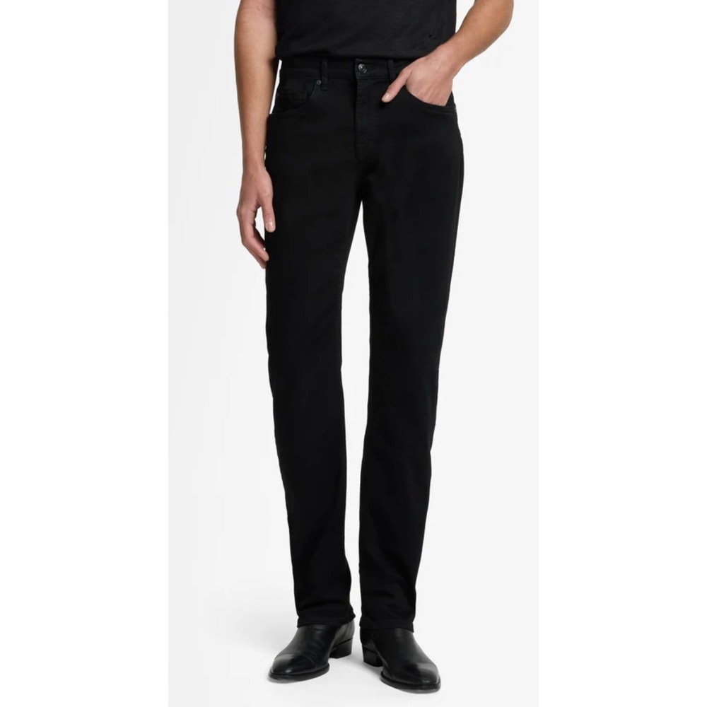 7 For All Mankind Men's Black Onyx Mid Waist The‎ Straight Jeans Size 38